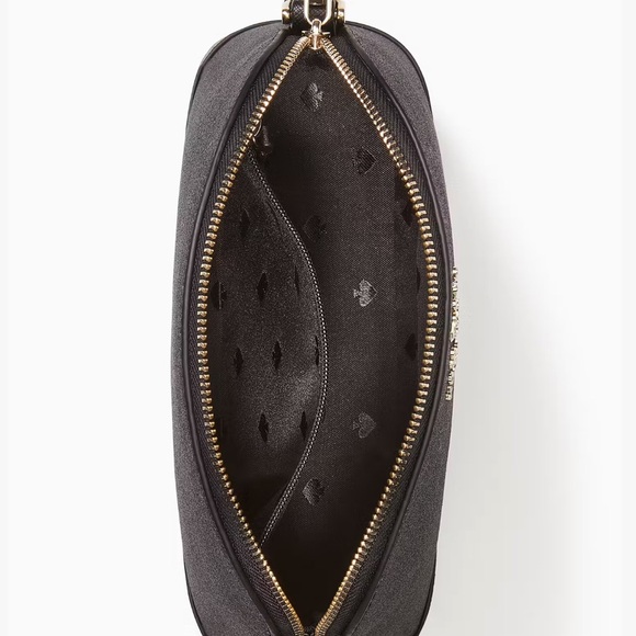 NWT Kate Spade Holiday Black Glitter Tinsel Small Dome Crossbody in - Picture 4 of 9